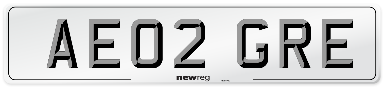AE02 GRE Number Plate from New Reg
